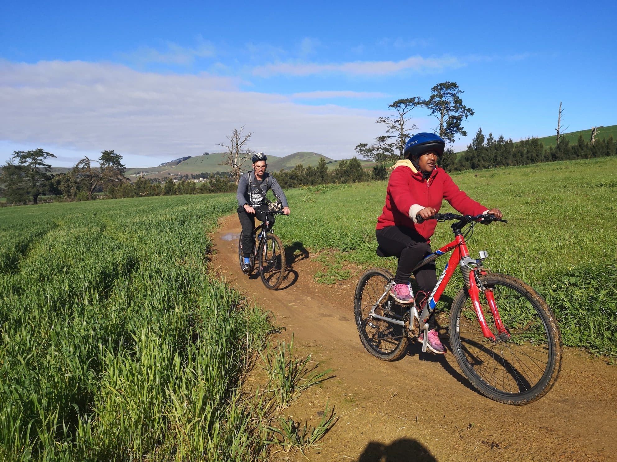 Residents on bikes